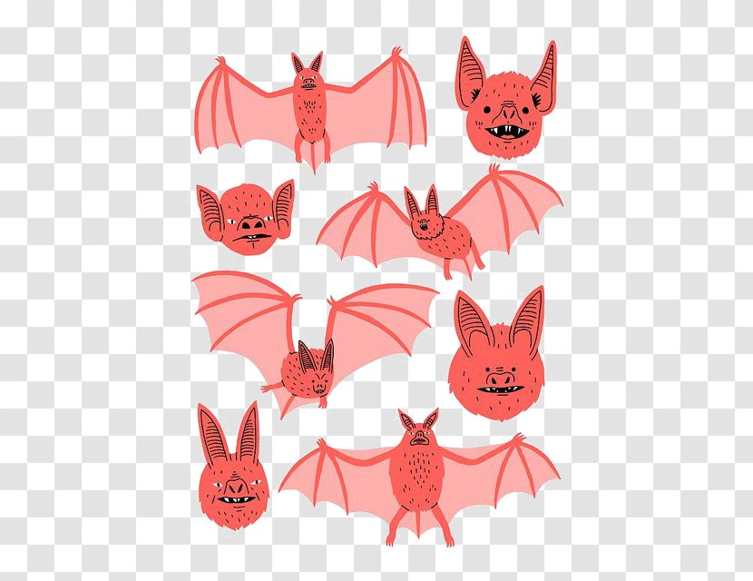Bat Drawing Artist Illustration - Halloween - Red Bats Transparent PNG