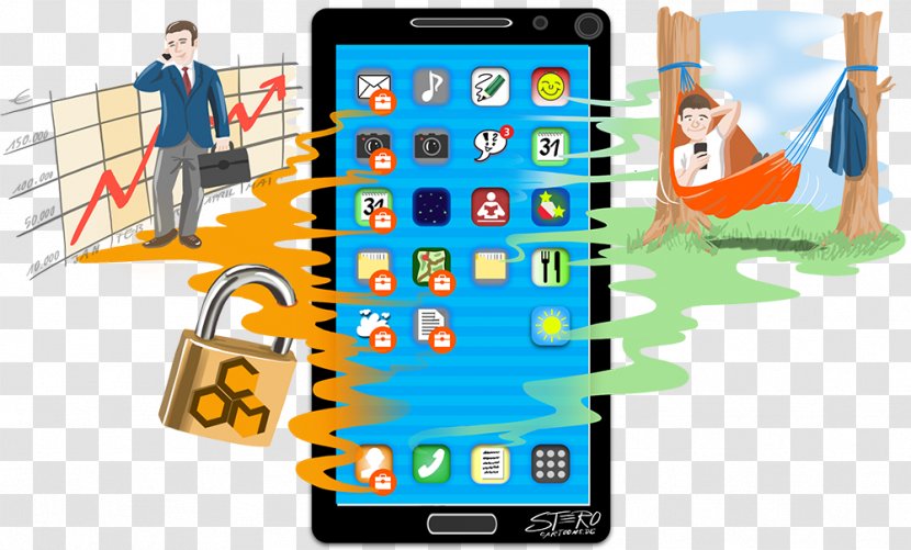 Smartphone Enterprise Mobility Management Cartoon Comics Caricature - Terminal Equipment Transparent PNG