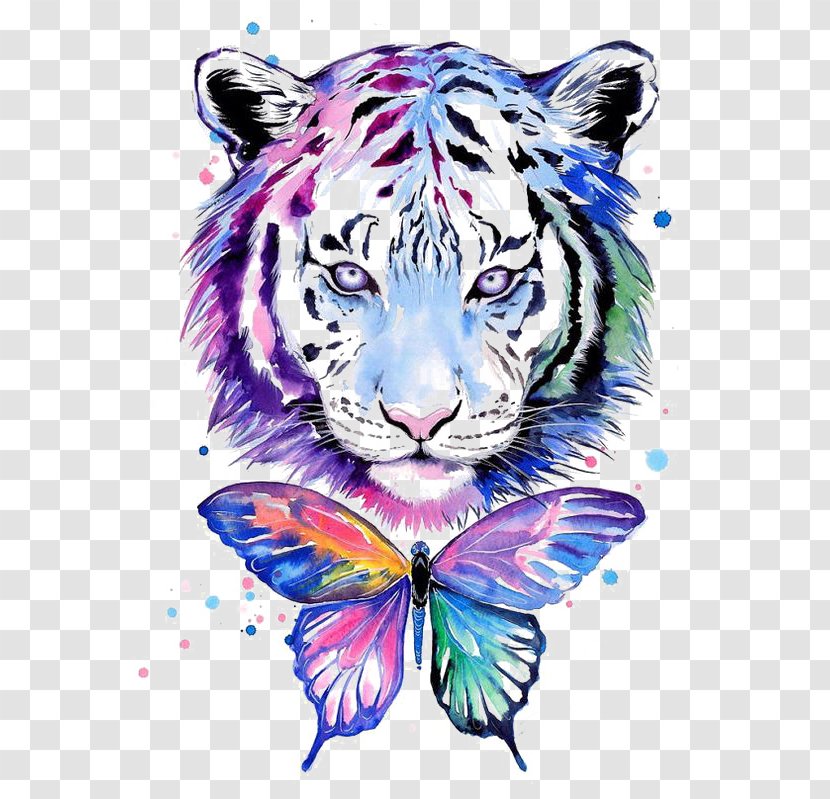 Tiger T-shirt Watercolor Painting Drawing - Work Of Art - Water Transparent PNG