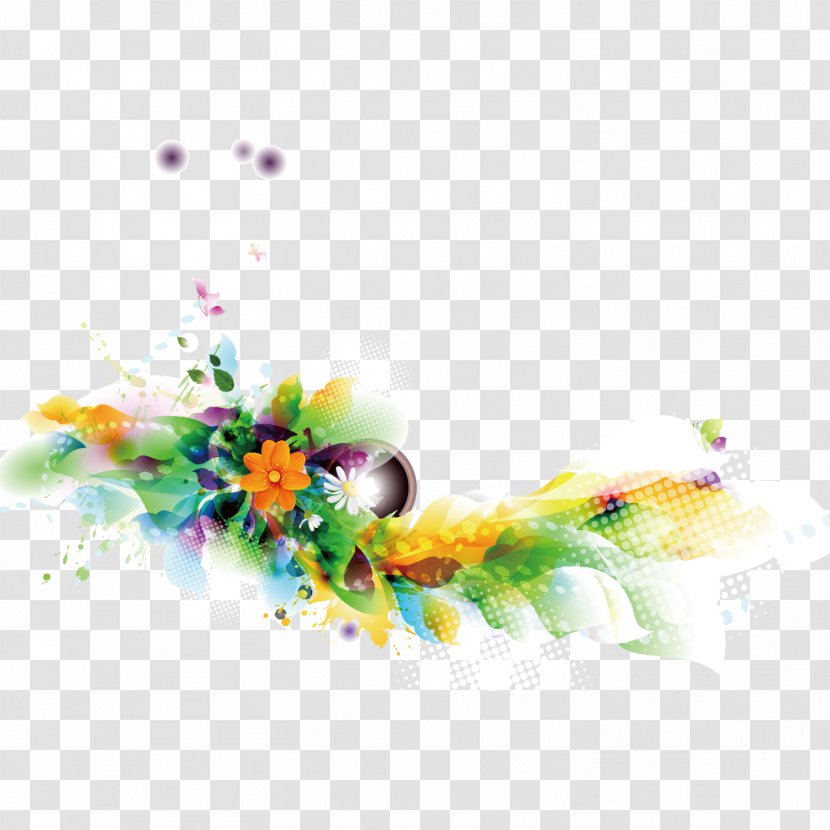 Watercolor Painting Flower Abstract Art - Arranging - Electronic Colorful Flowers Vector Transparent PNG