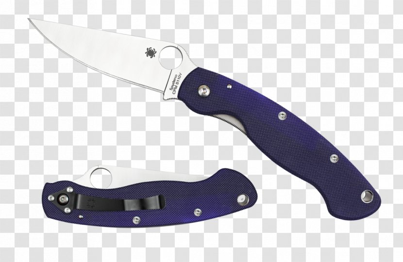 Pocketknife Spyderco Clip Point Blade - Hunting Survival Knives - Knife Transparent PNG