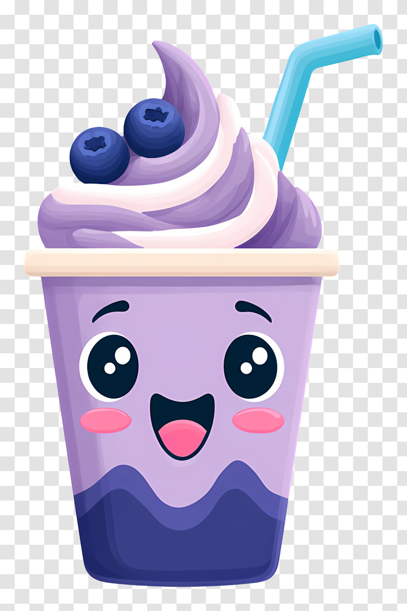Kawaii Smoothie - Cute Blueberry Smoothie Cup Transparent PNG