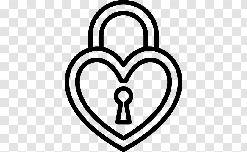 Padlock Heart - Black And White Transparent PNG