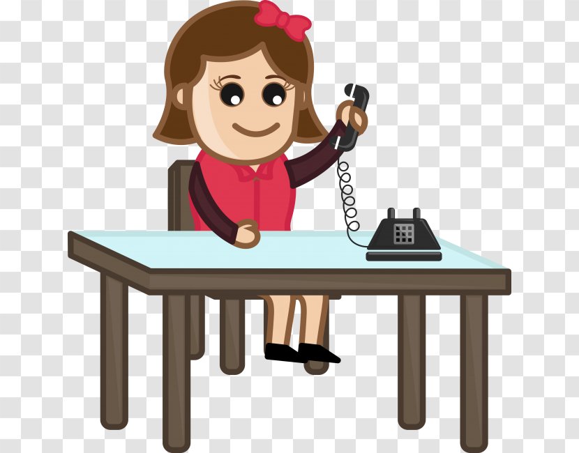 Telephone Call Cartoon Mobile Phones - Table - Business Chin Transparent PNG