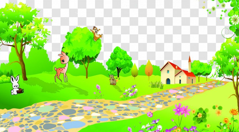Cartoon Animation Illustration - Singing - Secluded Mountain Road Transparent PNG