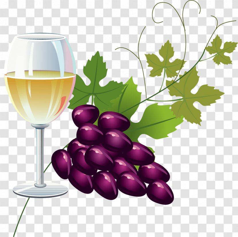 White Wine Champagne French Cuisine Clip Art - Heart - Vector Hand-painted Transparent PNG