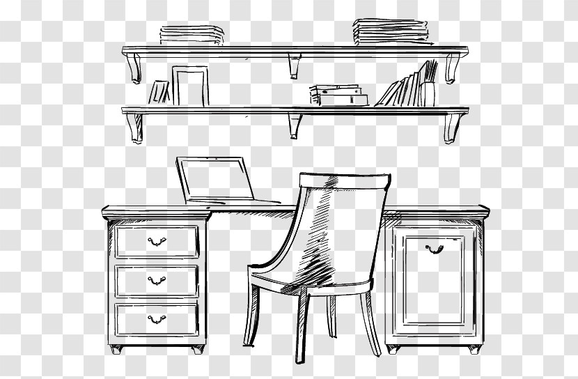 Furniture Desk Table Line Computer Desk Transparent PNG
