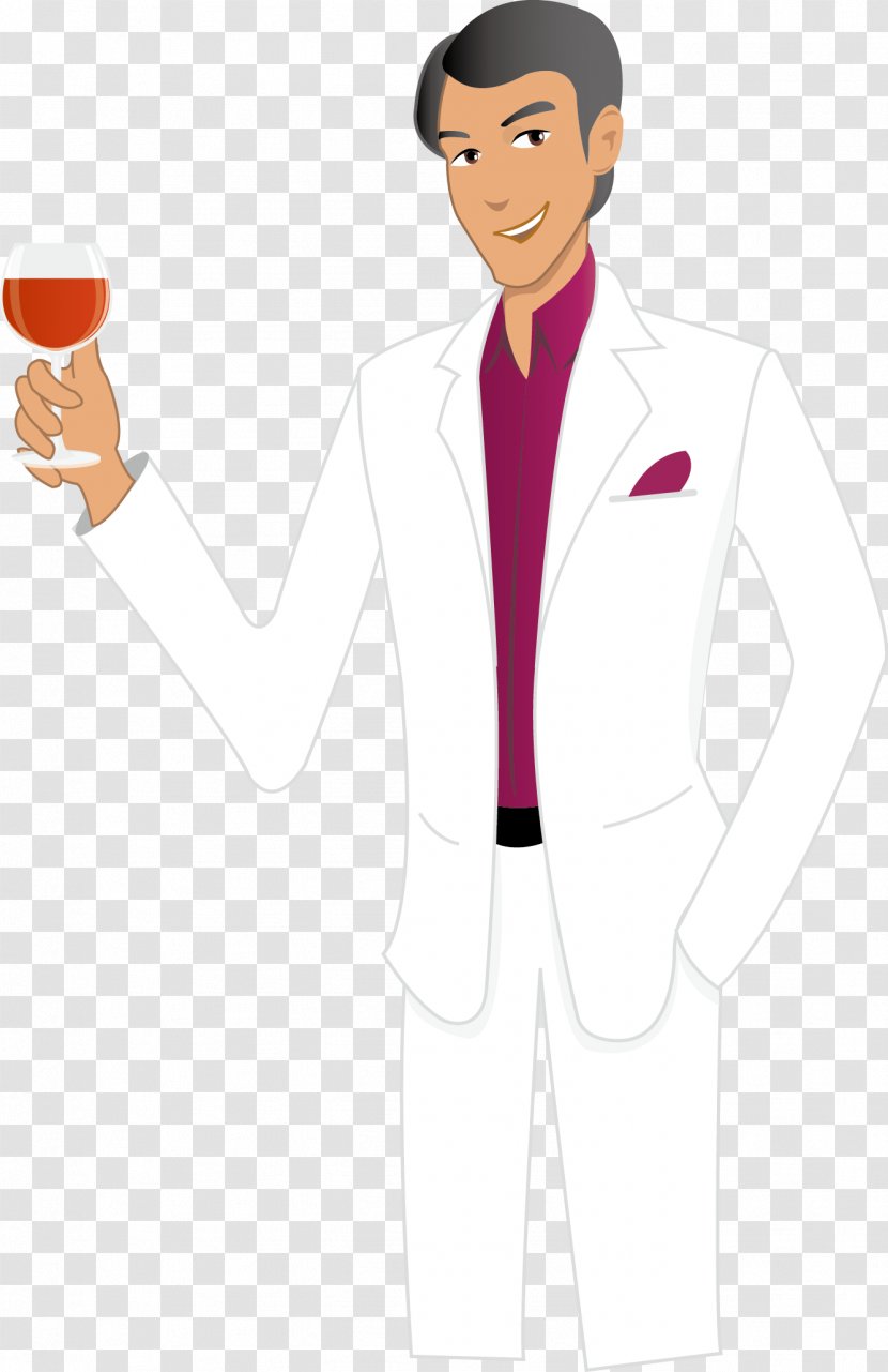 Red Wine Cocktail Computer File - Suit - A Man Holding Glass Transparent PNG