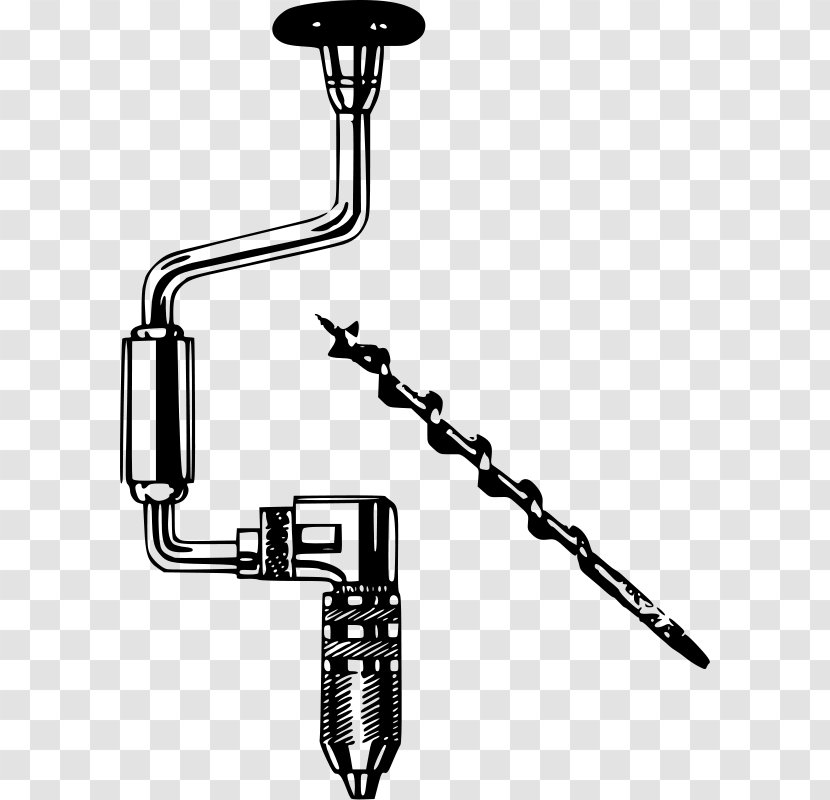 Augers Tool Brace Clip Art - Power - Black And White Transparent PNG