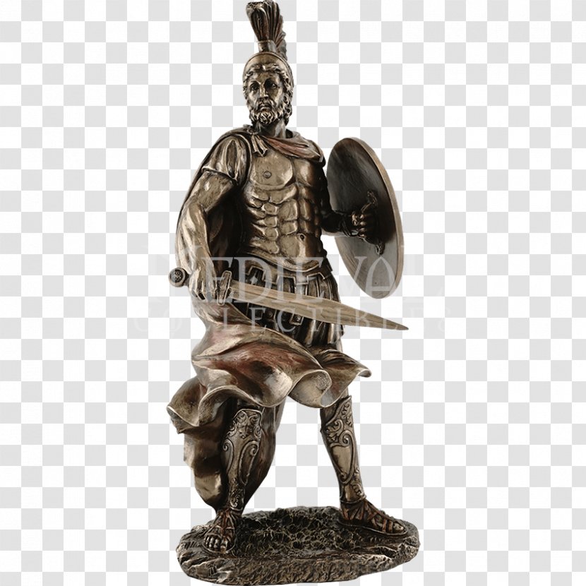 Statue Bronze Sculpture Battle Of Marathon Figurine - Round Shield - Roman Soldier Transparent PNG