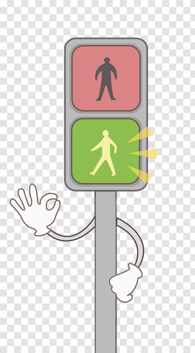 Green Cartoon Traffic Light Illustration - Sign - A Transparent PNG