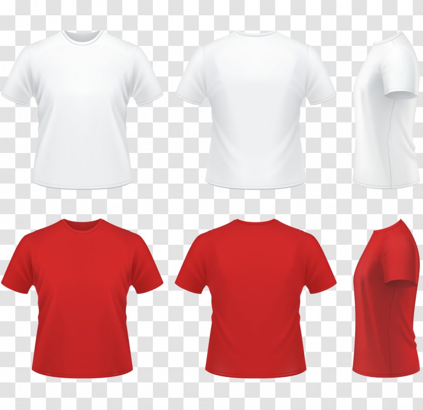 T-shirt Clothing Polo Shirt - Vector Cartoon Hand-painted Red White Undershirt Transparent PNG