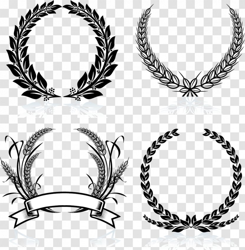 Laurel Wreath Stock Photography Clip Art - Monochrome - Creative Decorative Garland Transparent PNG