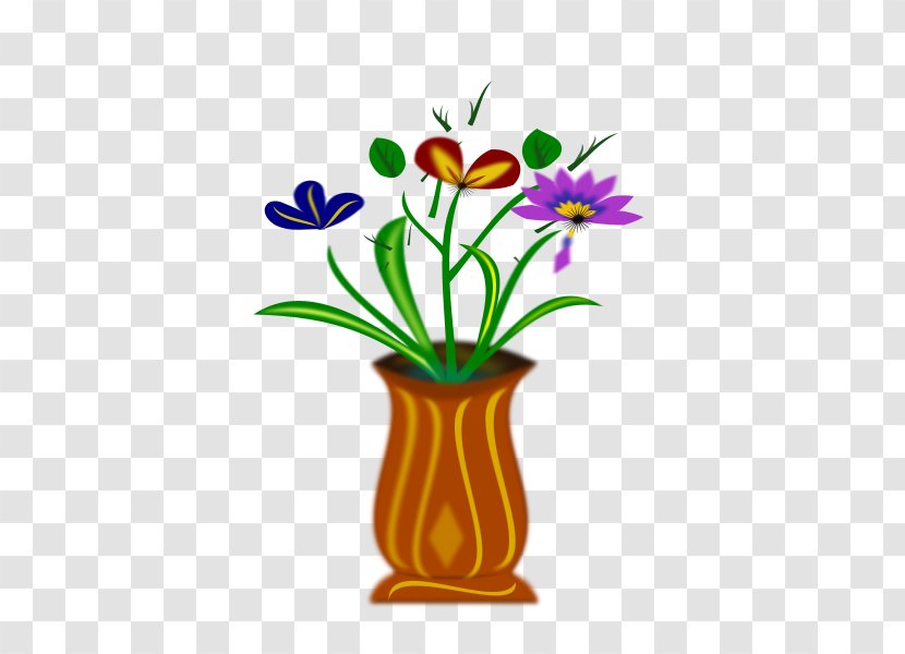 Flower Vase Clip Art Floral Design - Flowers In - Number2 Outline Transparent PNG