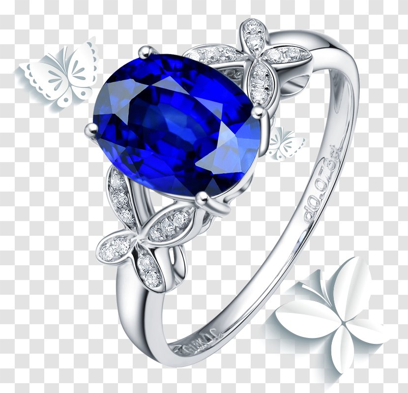 Ring Sapphire Jewellery Blue Diamond - Tmall - Butterfly Transparent PNG