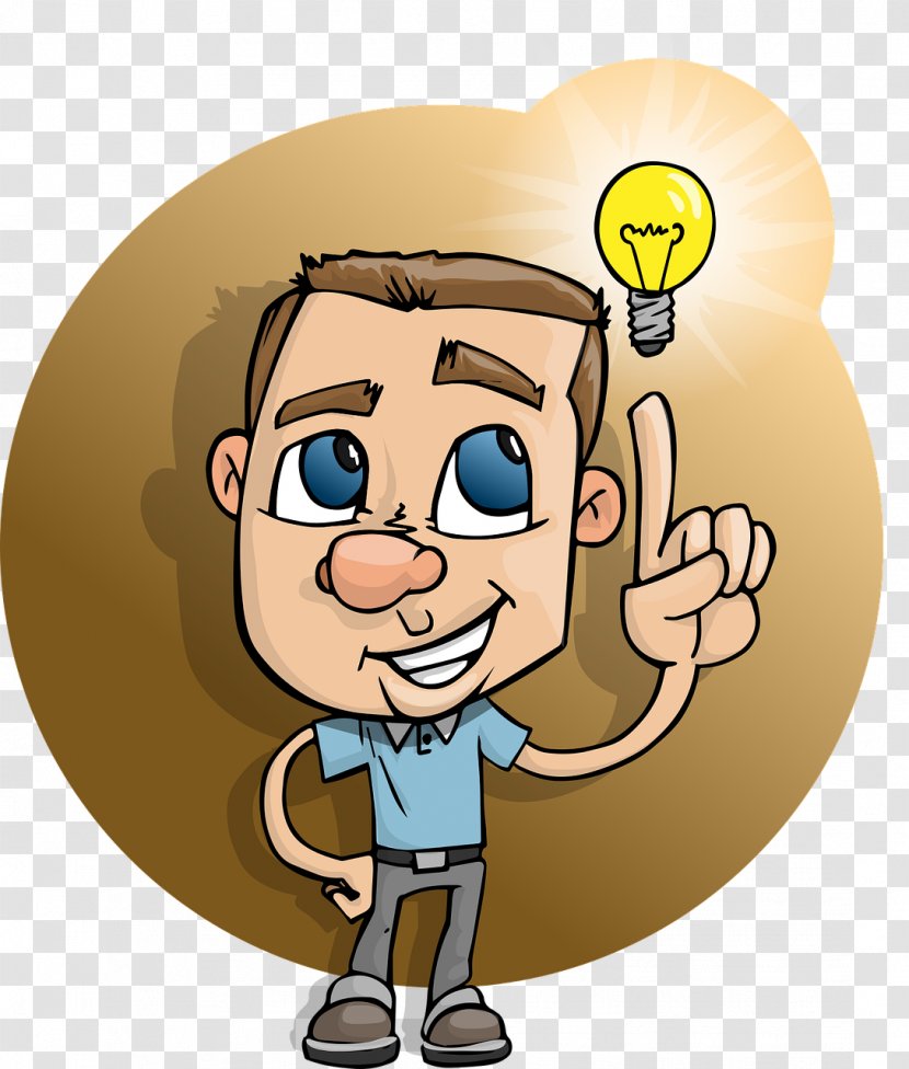 Incandescent Light Bulb Cartoon Clip Art - Thumb - Thinking Man Transparent PNG