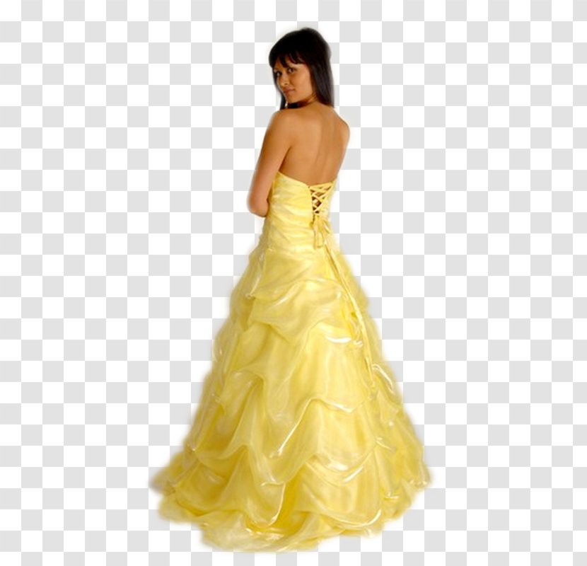 Wedding Dress Evening Gown Woman Yellow - Shoulder Transparent PNG