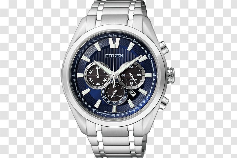 Eco-Drive Watch Citizen Holdings Titanium Chronograph - Brand - Watches Silver Blue Men's Transparent PNG