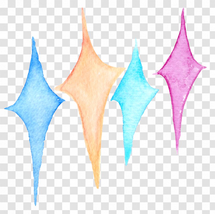Drawing Animation - Watercolor Painting - Decorative Four Corner Star Hand-painted Material Transparent PNG