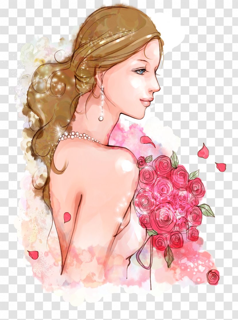 Watercolor Painting Flower Bride Image Illustration - Frame Transparent PNG