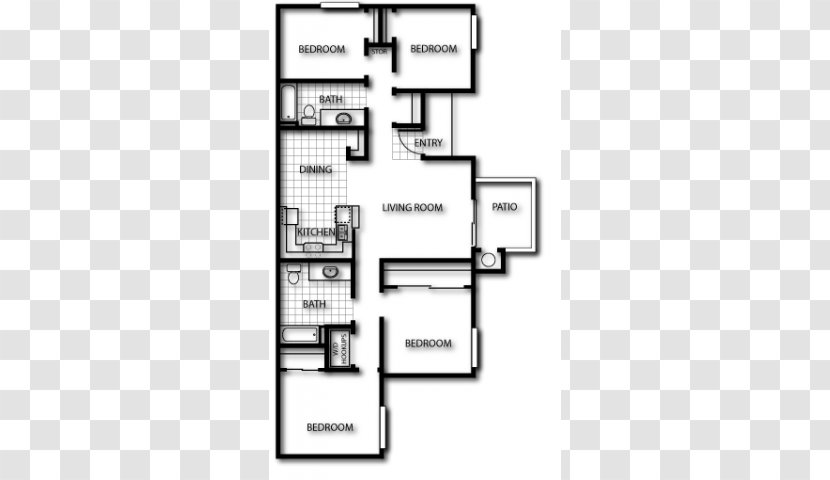 Westberry Square Apartments Floor Plan Renting House - Bath Tab Transparent PNG