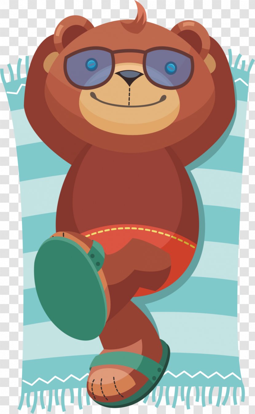 Brown Bear - Watercolor - Lying Transparent PNG