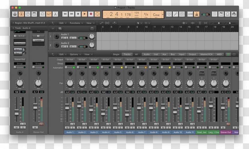 Audio Mixers Logic Pro Computer Software Sound Electronic Musical Instruments - Mixing Console Transparent PNG
