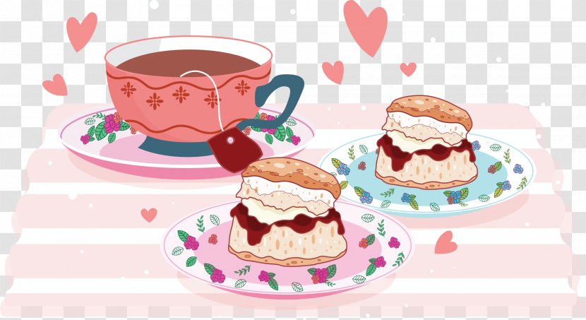 Tea Scone Pancake Cream - Teacup - Cup Strawberry Transparent PNG
