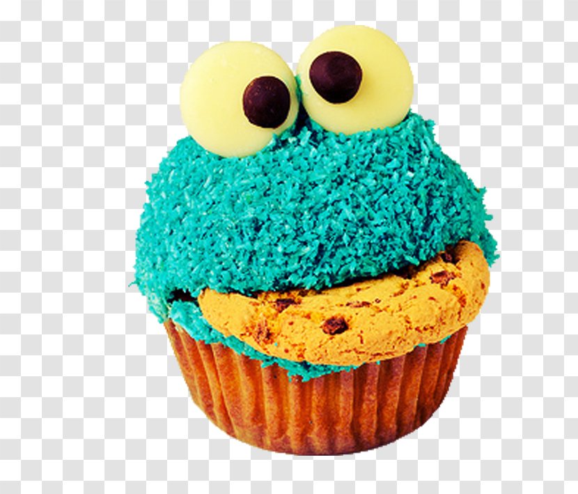 Cookie Monster Cupcake Icing Chocolate Chip Muffin - Sugar - Cake Transparent PNG