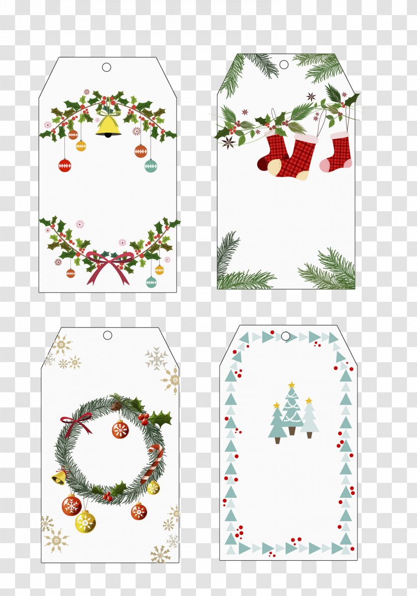 Christmas Card Tree Etiquette - Illustration - Label,Christmas Transparent PNG
