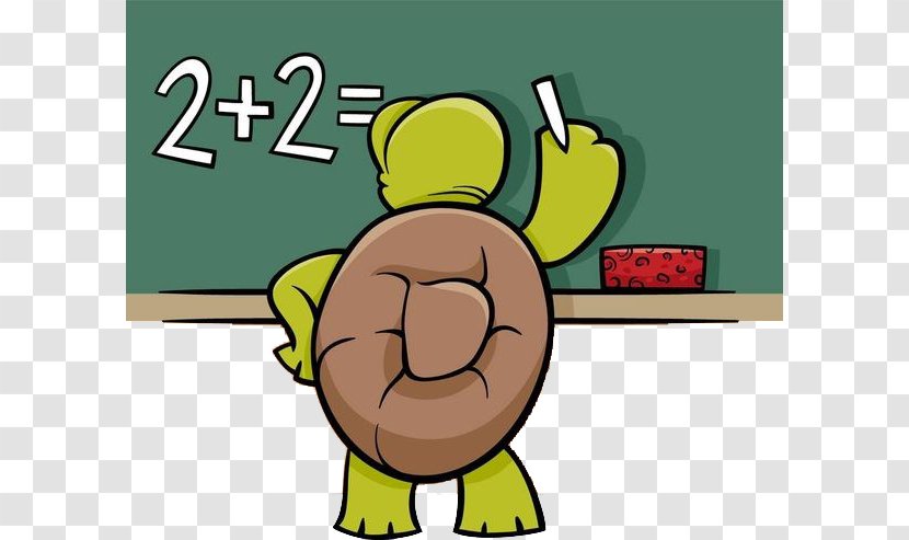 Cartoon Mathematics Mathematical Problem Illustration - Games - Turtle Writing On The Blackboard Transparent PNG