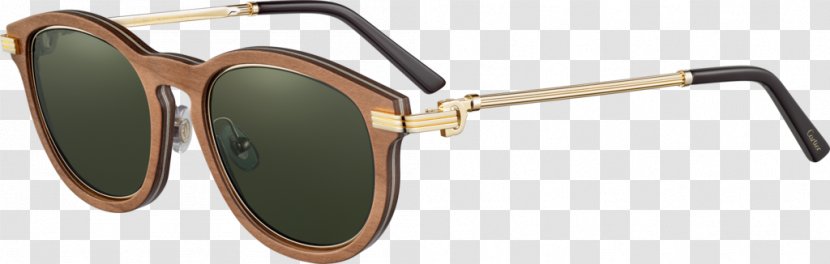 Cartier Sunglasses Gold & Wood Eyewear - Vision Care - Frames Transparent PNG