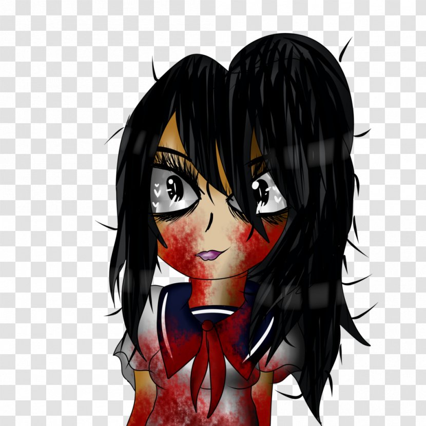 Yandere Simulator Black Hair Drawing Senpai And Kōhai - Cartoon - Sin Chan Transparent PNG