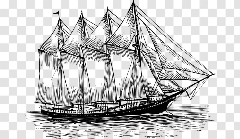 Sailboat Schooner Sailing Ship Brigantine - Brig - Boat Drawing key Transparent PNG