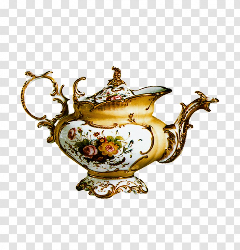 Chinese New Year Flagon - Teapot - European Gold Coffee Pot Transparent PNG