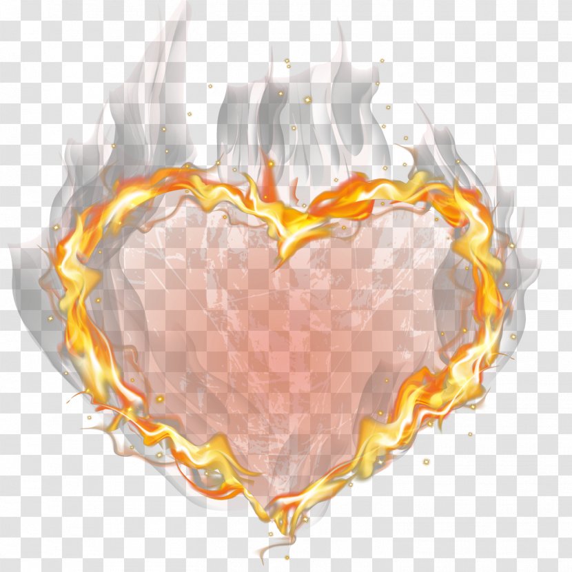 Heart Font - Orange - The Flame Decorative Material Vector Transparent PNG