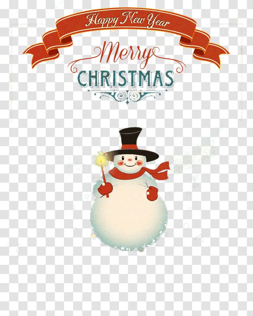 Christmas Poster New Year - Vintage Snowman Illustrator Vector Material Transparent PNG