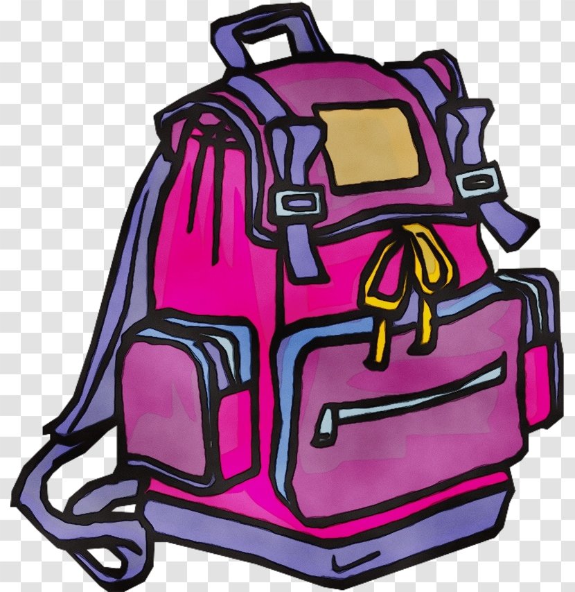 Backpack Cartoon - Watercolor - Luggage And Bags Transparent PNG