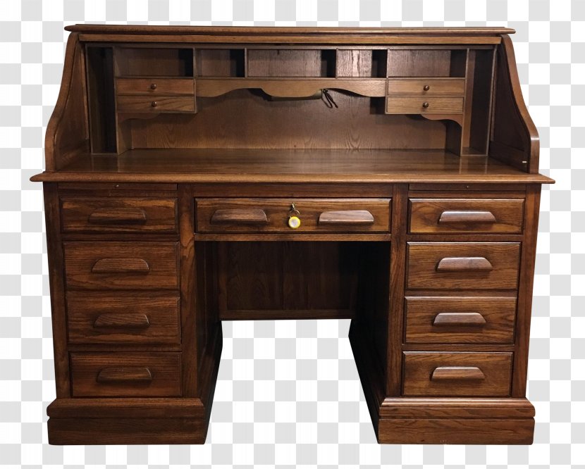 Rolltop Desk Table Office & Chairs Drawer - Wood Transparent PNG
