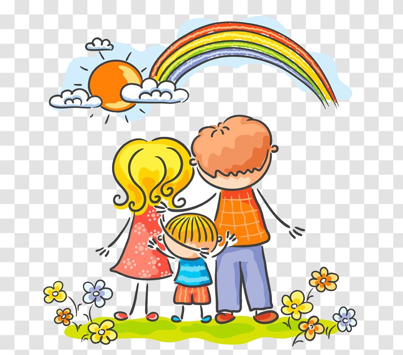 Child Family Illustration - Boy - Cartoon Of Three To See The Rainbow Transparent PNG