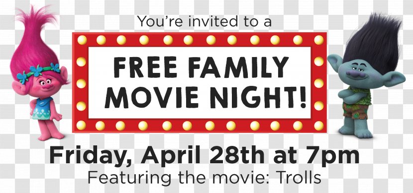 Movie Night Party! Family Film Trolls Logo - Android Transparent PNG