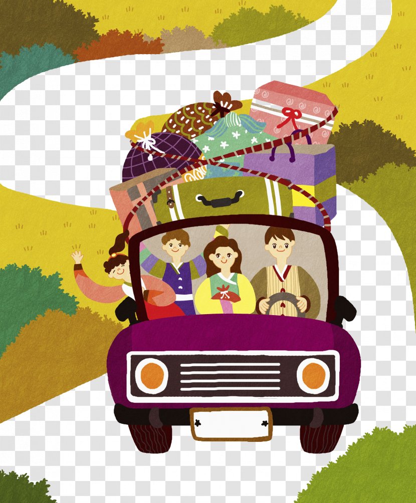 Illustration - Art - A Family Trip By Car Transparent PNG