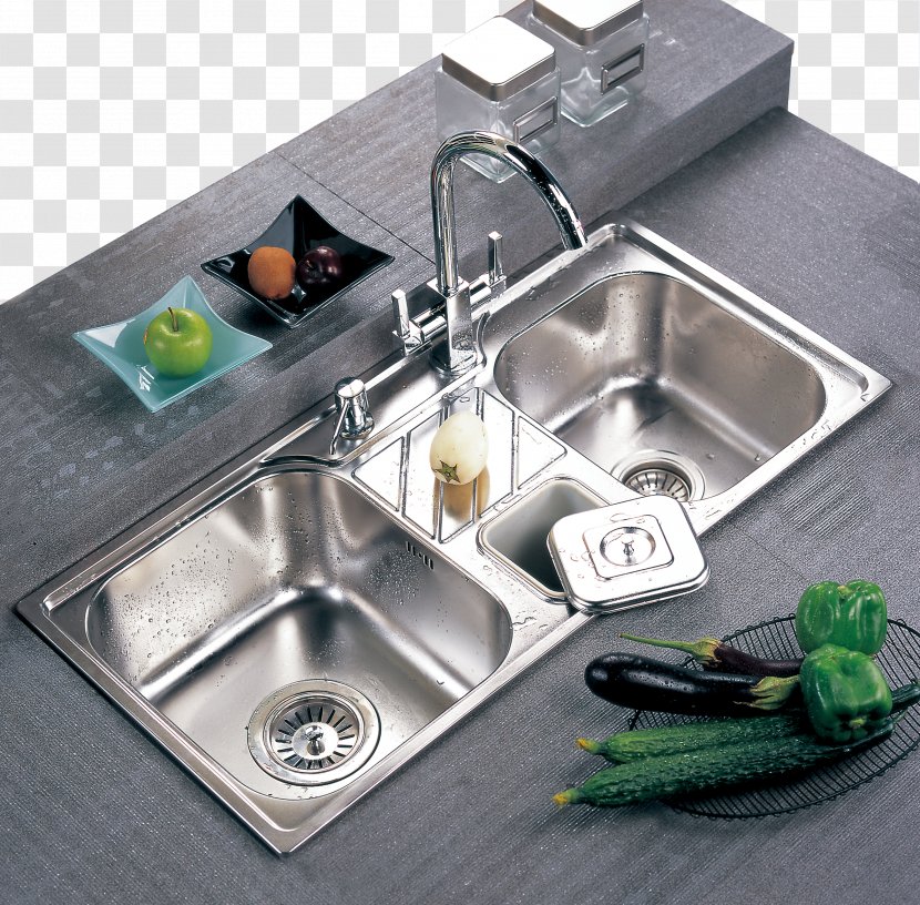 China Sink Business Kitchen - Plumbing - Real Household And Vegetable Products Transparent PNG