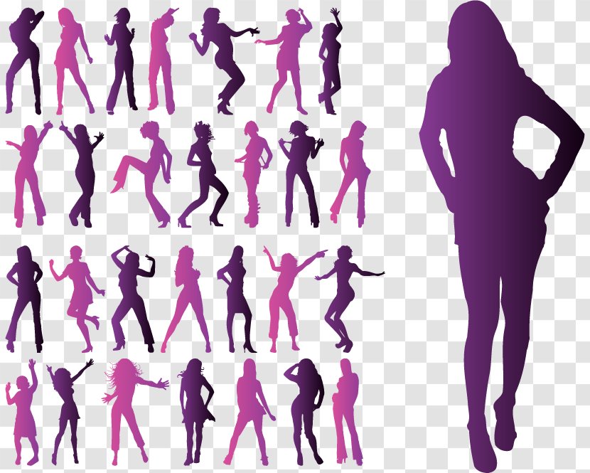 Dance Graphic Design Woman - Silhouette - Vector Purple Figures Transparent PNG