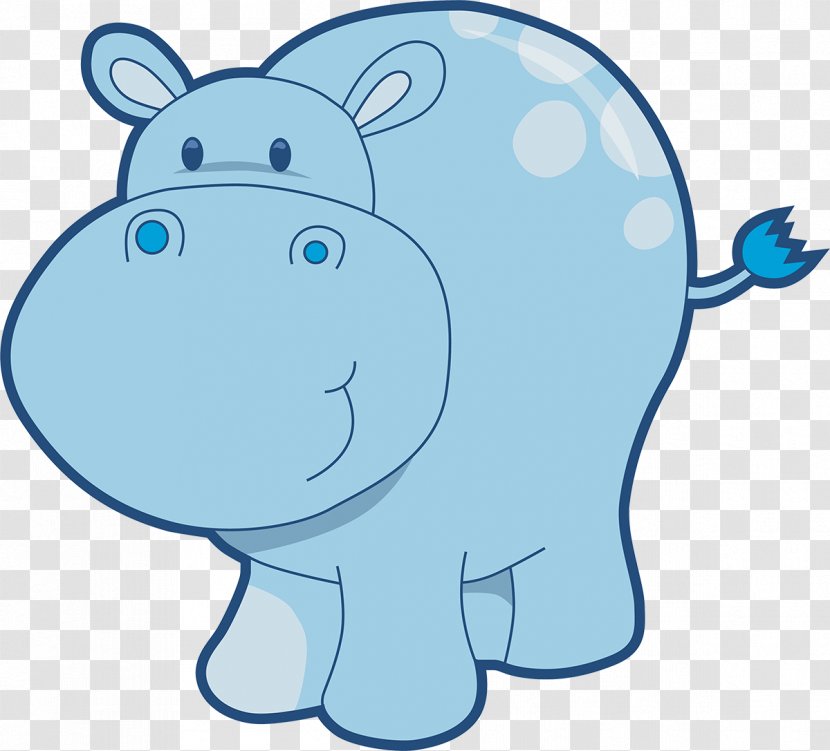 Hippopotamus Drawing Animal Illustrations Clip Art - Blue - Animated Hippo Transparent PNG