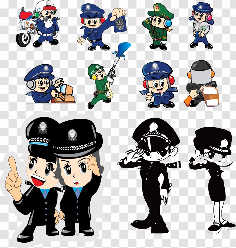 Police Officer Adobe Illustrator Cartoon Peoples Of The Republic China - Firefighter - Vector Collection Transparent PNG