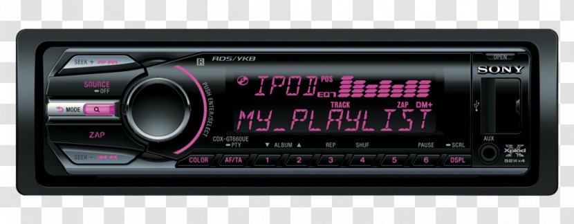 Car Vehicle Audio Automotive Head Unit Sony Radio Receiver - Electronic Device Transparent PNG