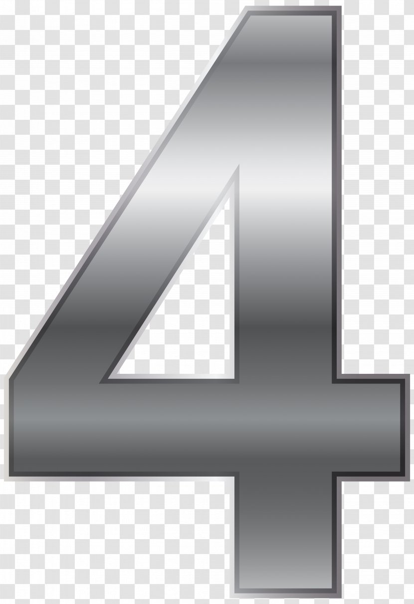 Silver Number Four Transparent Clip Art Image - Symbol Transparent PNG