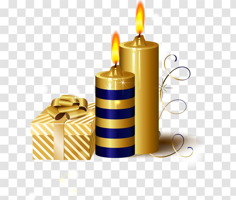 Christmas Royalty-free Illustration - Royaltyfree - Hand-painted Golden Candle Gift Box Pattern Transparent PNG