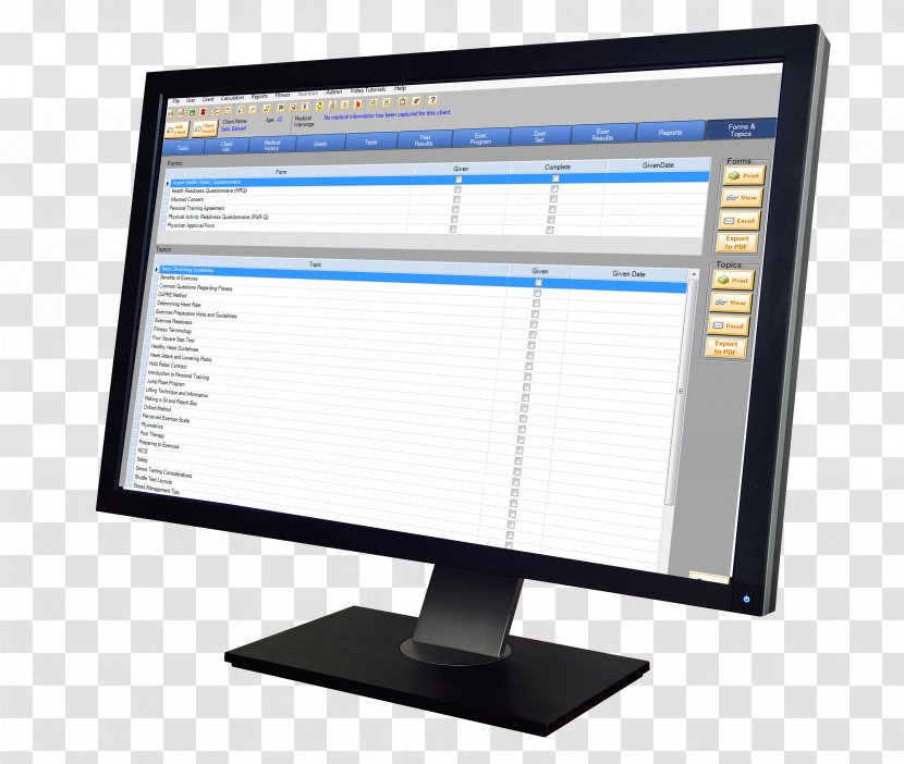Computer Monitors Software Personal Trainer Meal Client - Monitor - Training Transparent PNG